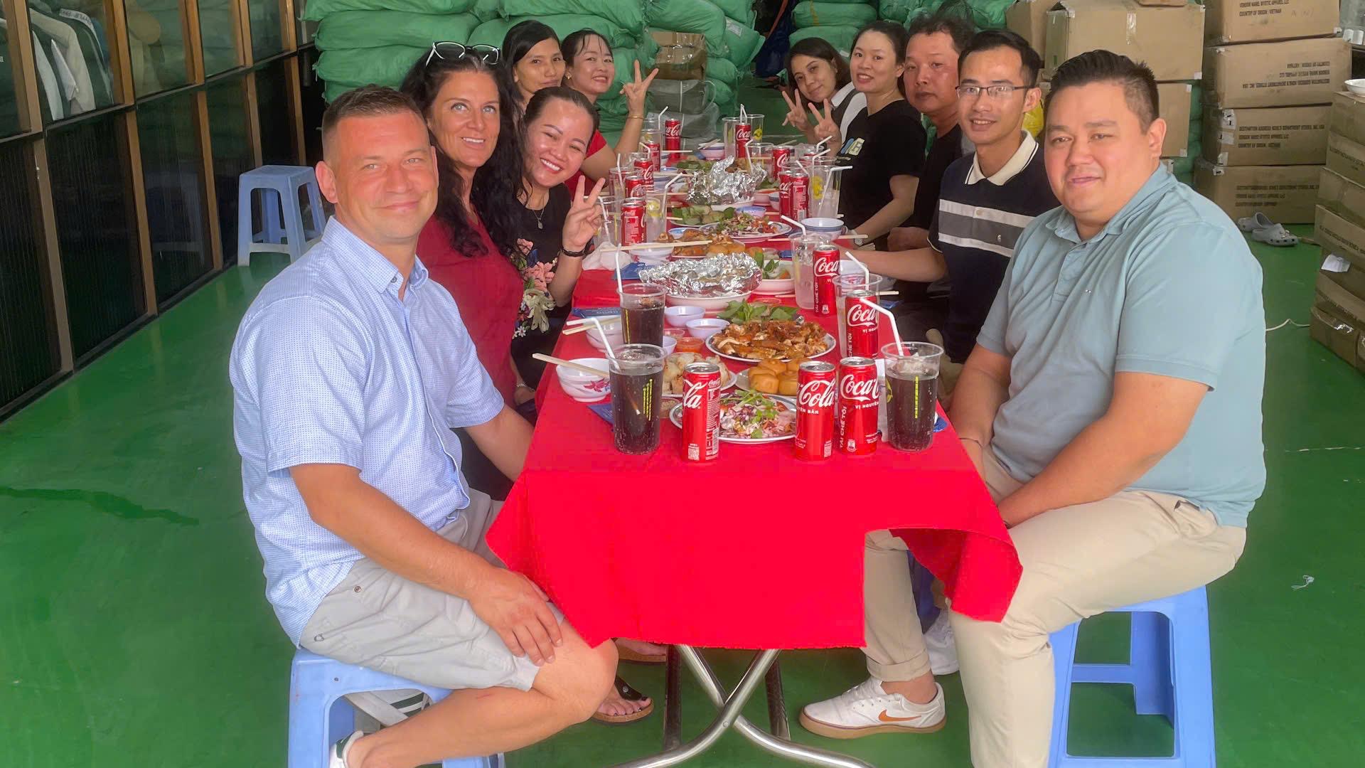 The foundation team sharing lunch with the Dacotex staff